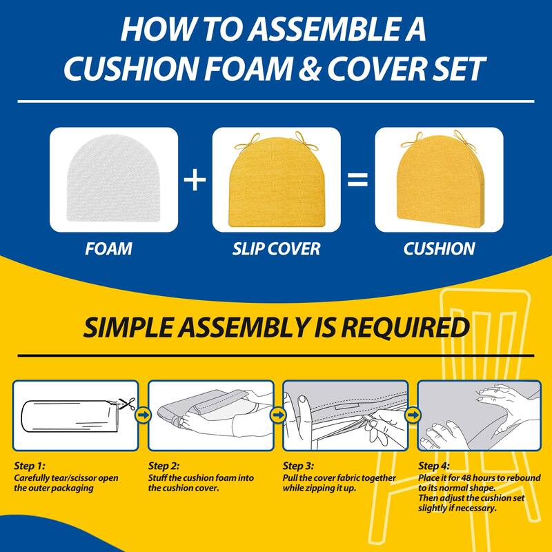 AAAAAcessories 17 in. X 16 in.Indoor Strap Non-slip Chair Cushion for Multi-scenario Setups (2 Pack) - N/A