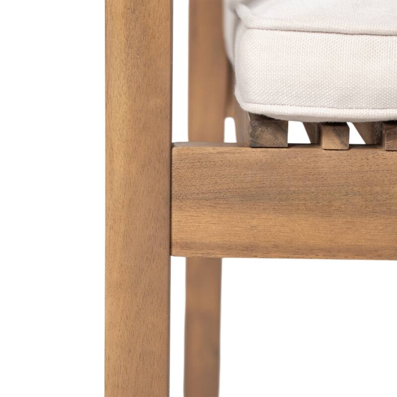 Patio Dining Chair Set Of 2-Sturdy Acacia Wood, Comfortable Waterproof Seating, 400 Lbs Capacity