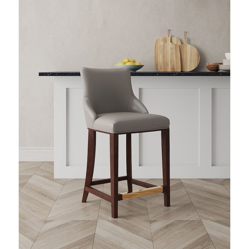 Manhattan Comfort Modern Shubert Upholstered Counter Stool - Dark Taupe - Counter Height - Single
