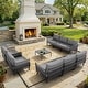 preview thumbnail 29 of 28, Outdoor Patio Aluminum PE Rattan Free Combination Sectional Sofa Conversation Seating Set 8Seats - DarkGrey