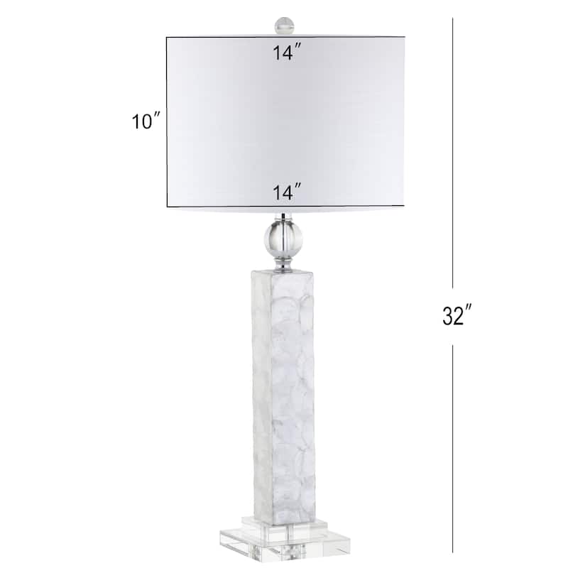 Lucille 32" LED Seashell Table Lamp, White (Set of 2) by JONATHAN Y