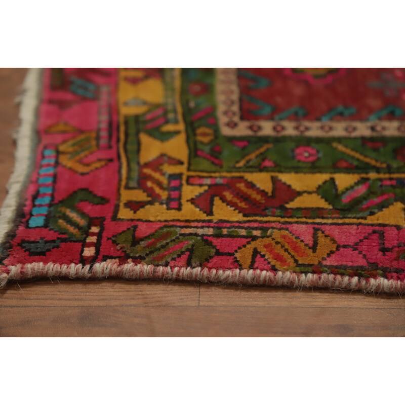 Hand Knotted Oriental 100% Wool Carpet Traditional Geometric Red Meshkin Area Rug - 7' 7'' X 4' 1''