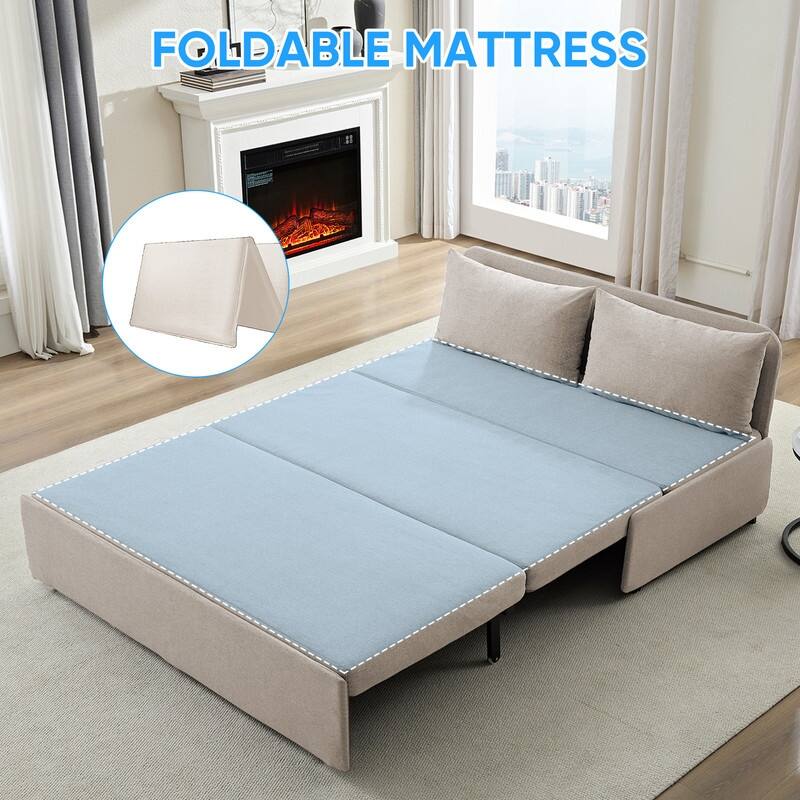 Mixoy Full/Queen Size Sofa Bed,2 in 1 Convertible Linen 1-Seater/Loveseat Sleeper Sofa Couch with Cushions