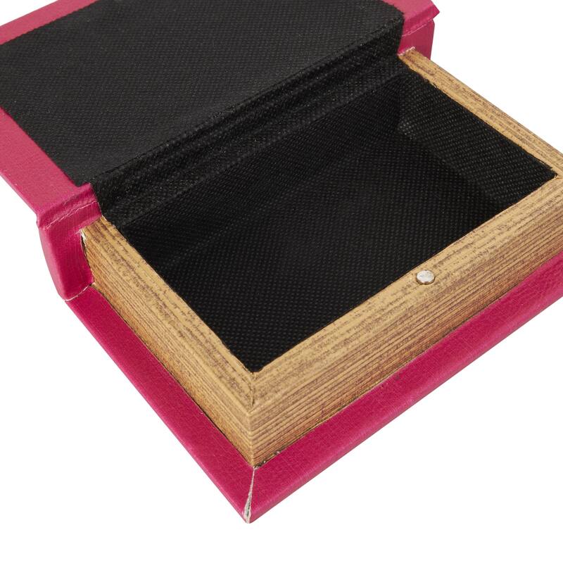 Faux Leather or Linen Fabric Book Storage Box - Set of 3 White, Beige, Black, Red or Light Gray - Roche River Decor
