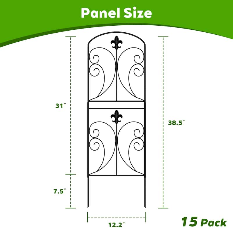 Decorative Garden Fences, Rustproof Metal Fencing for Yard, Dog Rabbits Wire Section
