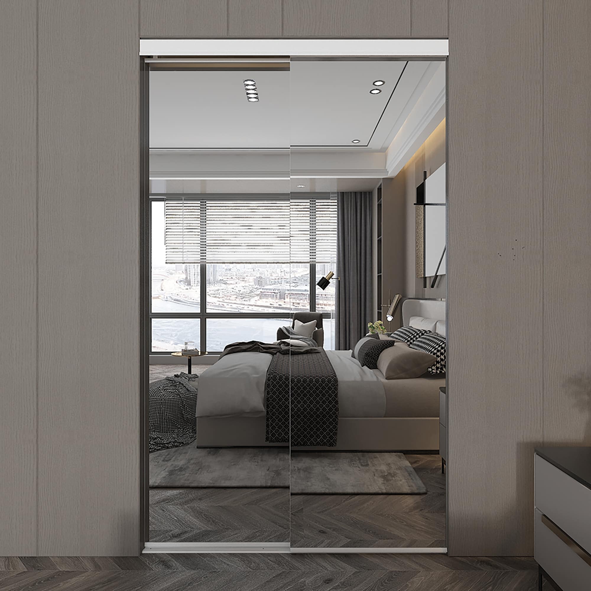 Colonial Elegance Frameless Mirror Sliding Closet Door White 48x80 5 Overstock Colonial Elegance Frameless Mirror Sliding Closet Door White 48x80 5 Overstock