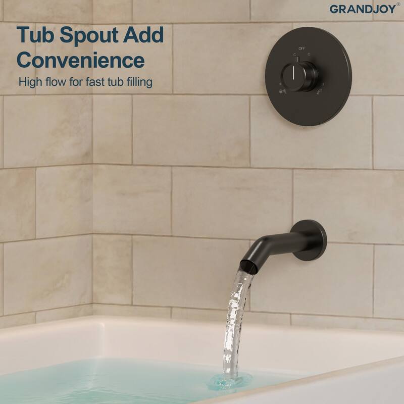 GRANDJOY 5-Spray Wall Mounted Shower Faucet System with Valve