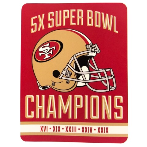 NFL Multi-Superbowl Champions Plush Throw with Helmet Graphic - San Francisco 49ers
