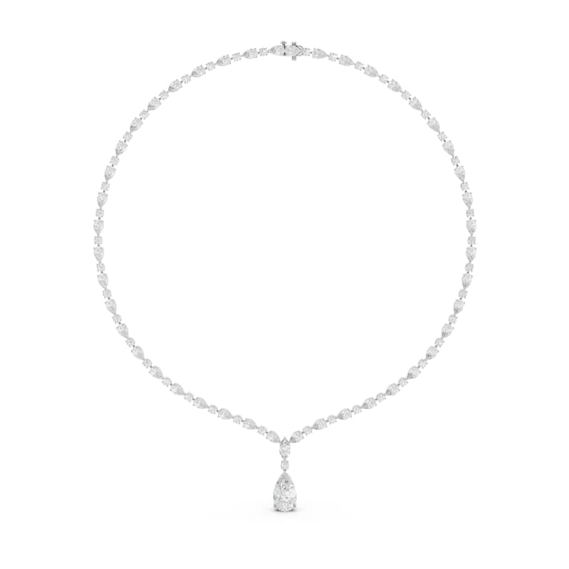 Auriya 14K Gold Lab Grown Alternating Diamond Lined Pear Drop Necklace 23.00 ct. tw. (F-G VS)