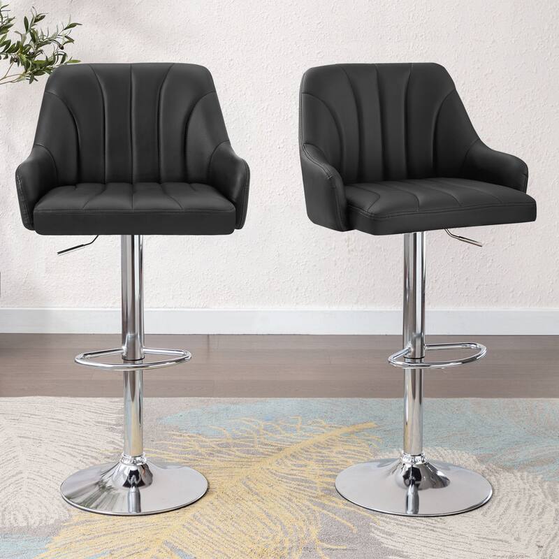 Barstools Set of 4, Counter Height Bar Stools Adjustable Stools with Back and Arm, Kitchen Island Stools Swivel Bar Chairs