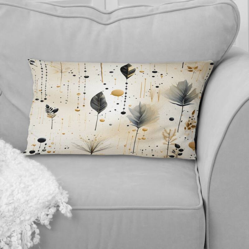 Designart "Grey And Beige Urban Ferns Soft Color I" Floral Printed Throw Pillow - 12 x 20