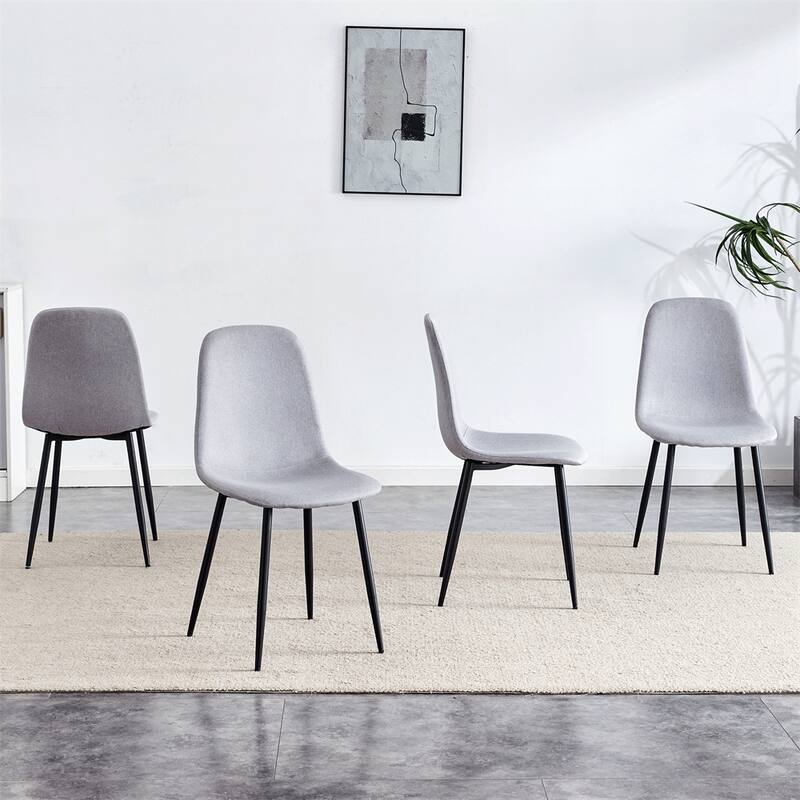 Dining Chairs,Suede Backrest and Metal Legs Combined Chairs,4 PCS