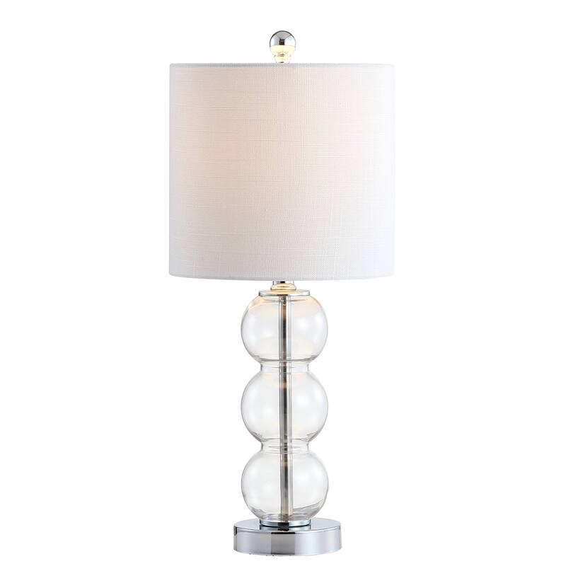 Wilson 21" Glass/Metal LED Table Lamp, White/Brass Gold by JONATHAN Y