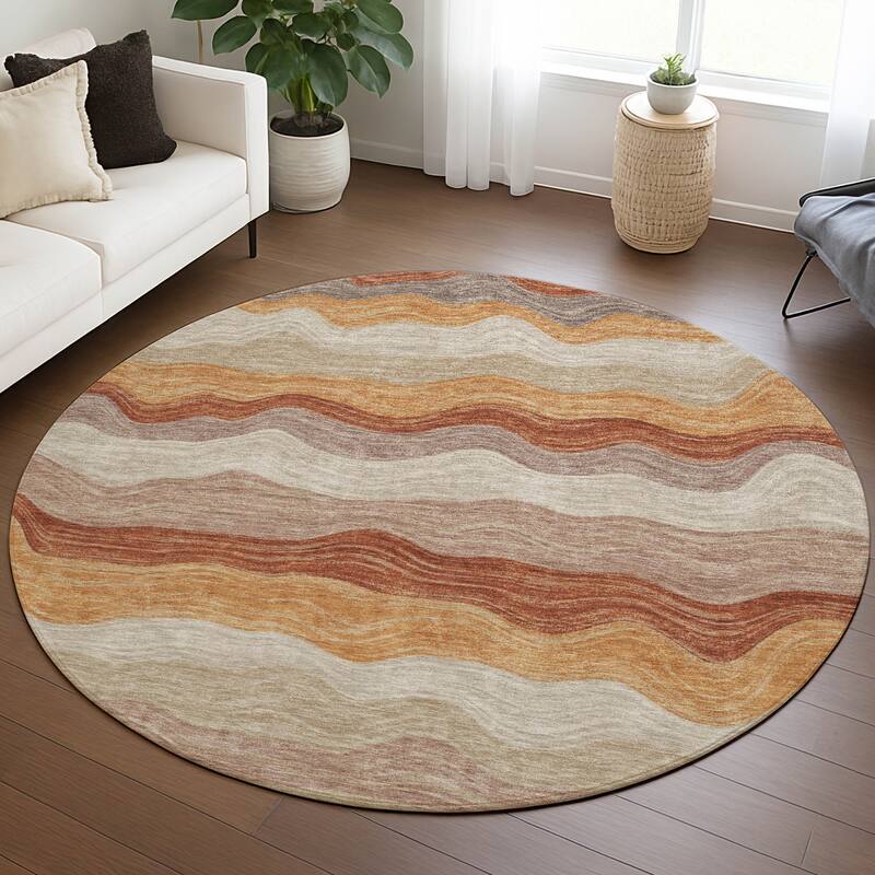 Machine Washable Indoor/ Outdoor Ombre Stripes Chantille Rug