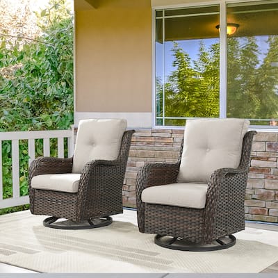 Rattan Rocker Chairs with High Back - Brown