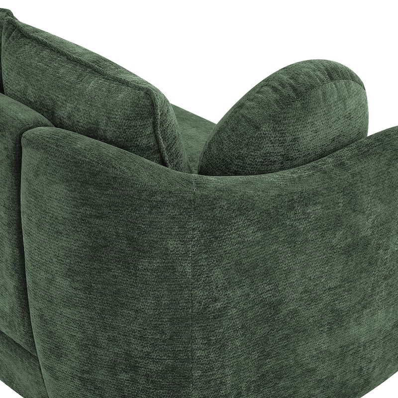 90.6" Chenille Upholstered Sofa with 6 Pillows, Modern 3-Seater Sofa Couch for Living Room Bedroom Apartment, White