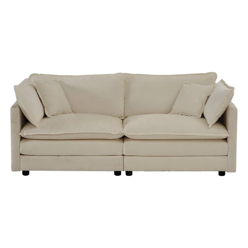 Modern Living Room Set, Upholstered Chenille Sofa with Pillows for Living Room, Chenille