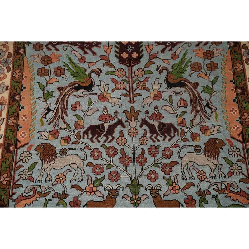 Animals Hunting Design Ziegler Rug Hand-Knotted Oriental Wool Carpet - 8'10"x 11'11"