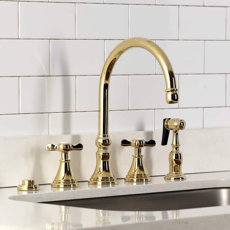 Kingston Brass Essex Double-Handle Wall-Mount Pre-Rinse Bridge Kitchen Faucet