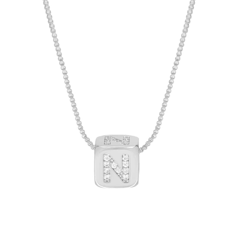 Victoria Townsend Silver Plated Cubed Initial Necklac18" - N
