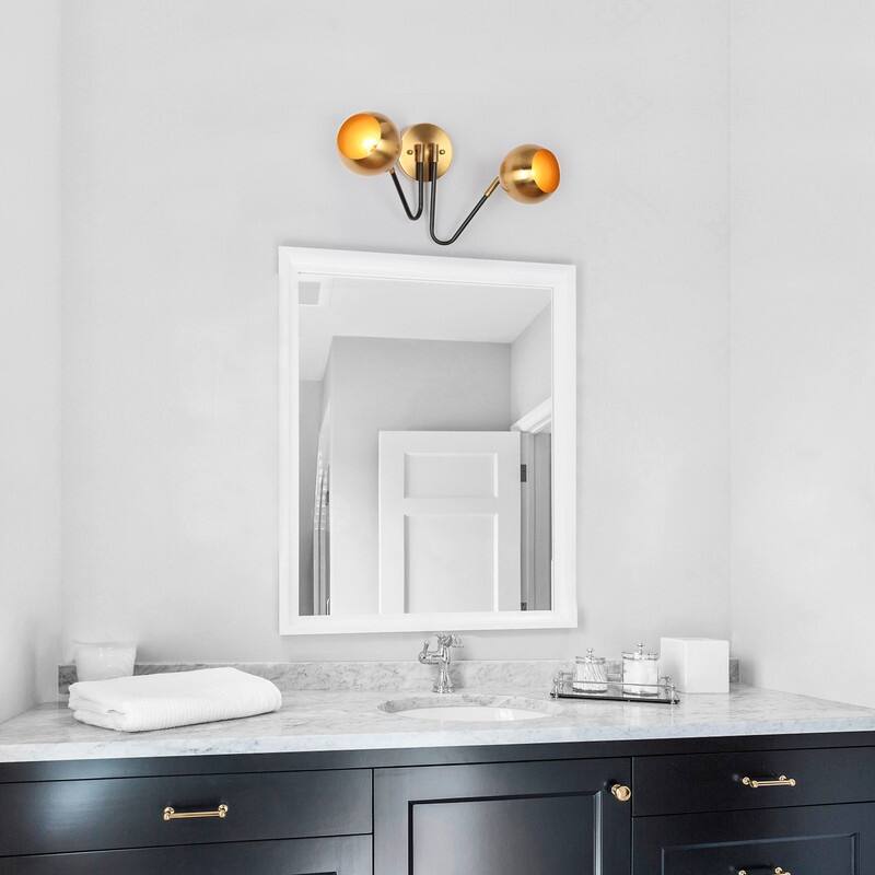 Modern Black Gold 2-light Bathroom Vanity Lights Globe Metal Wall Sconces - 19.5"L x 4.7"W x 11.5"H