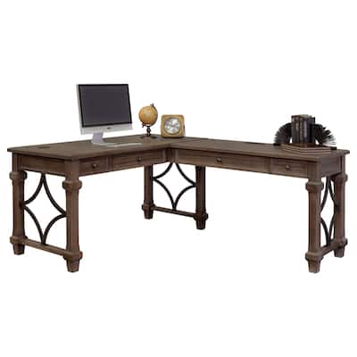 Carson Wood Open L-Desk & Return, Writing Table, Office Desk, Gray