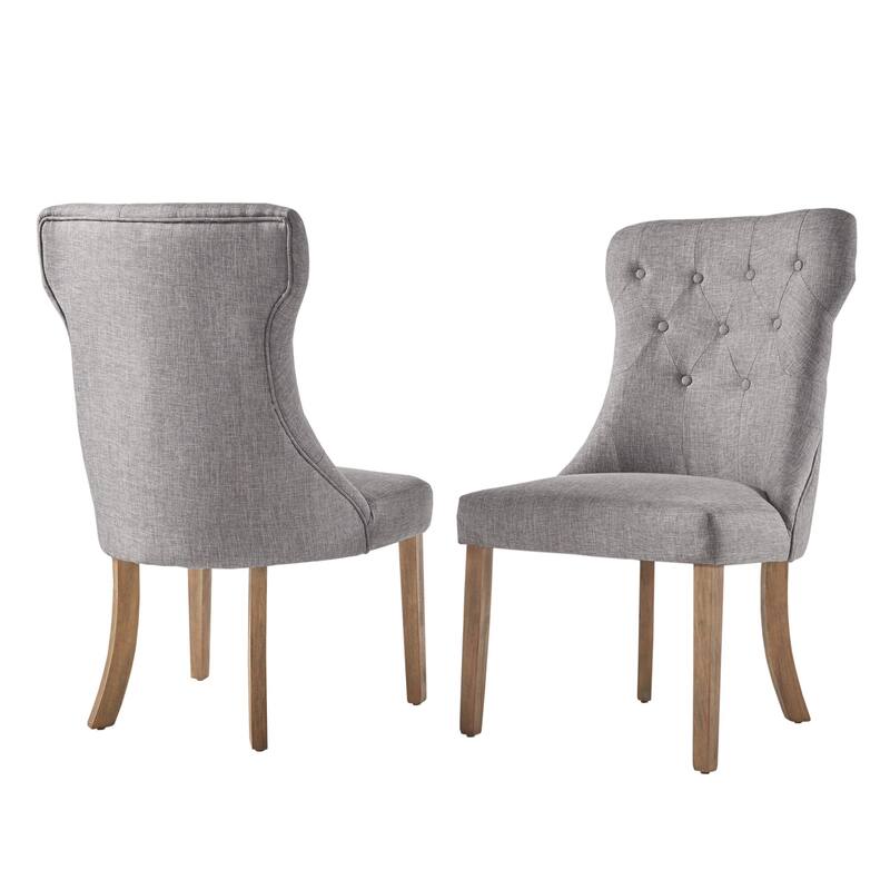 Voyager Button-tufted Dining Chairs (Set of 2) by iNSPIRE Q Artisan - Natural Finish - Grey