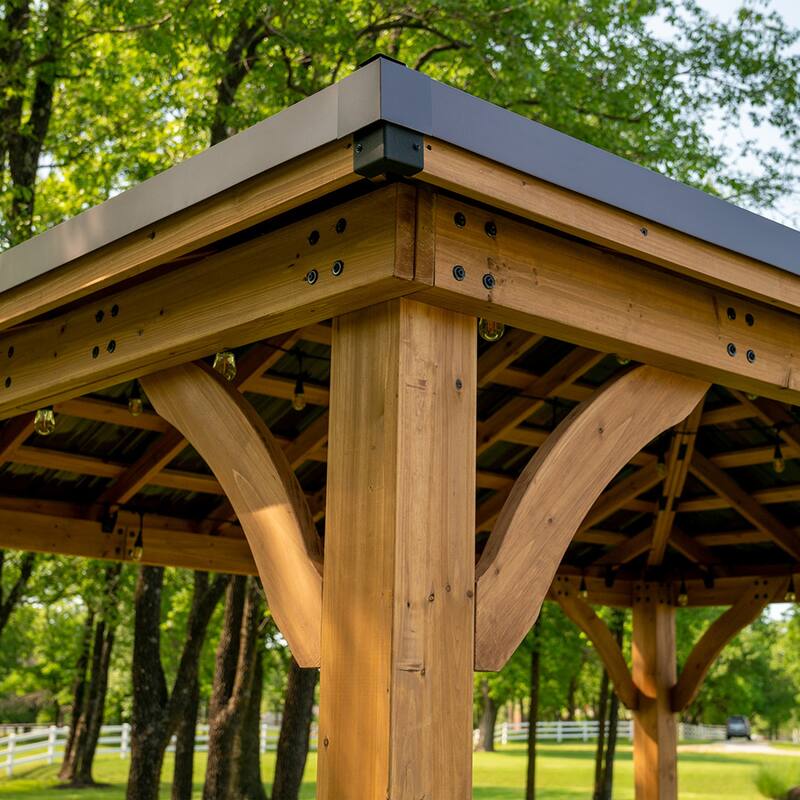 Backyard Discovery Barrington 14x12' Cedar Wood Gazebo with Steel Roof