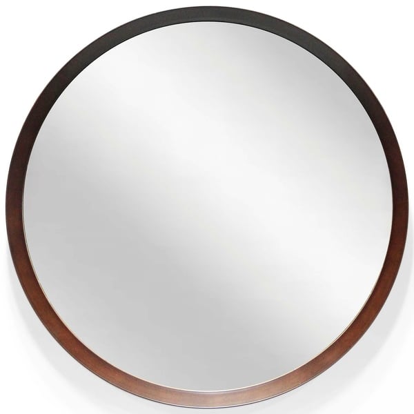 18 inch Round Decorative Hanging Wall Mirror with Wood Finish 18 x 2