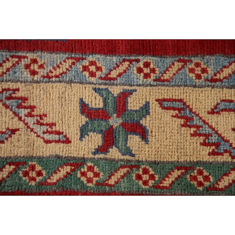 Kazak Runner Rug Hand-Knotted Traditional Red Wool Carpet - 2'5" x 15'11"