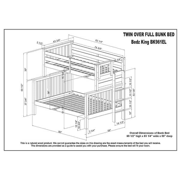 dimension image slide 1 of 2, Taylor & Olive Trillium Twin over Full Bunk Bed Ladder, Full Trundle