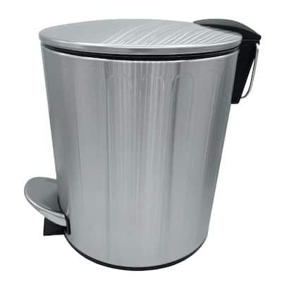 10" Tall Chrome Stainless Steel Step Garbage Can with Removable Inner Bucket, Soft-Close Metal Waste Basket with Foot Pedal