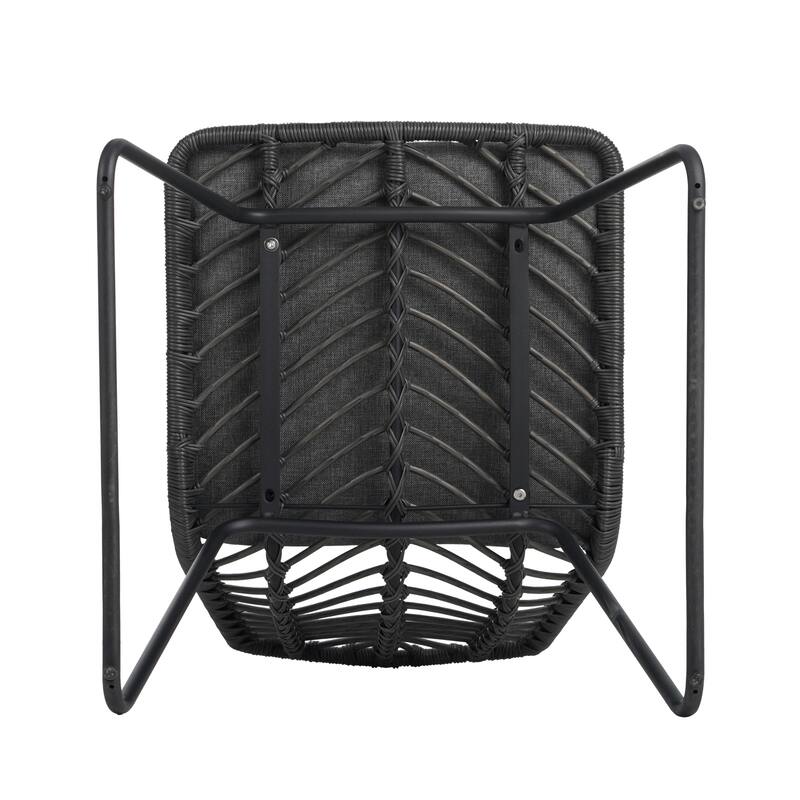 Roomfitters Deja Set of 2 Outdoor Wicker Dining Chairs with Water-Resistant Cushions, Transitional Rattan and Iron Frame, Gray