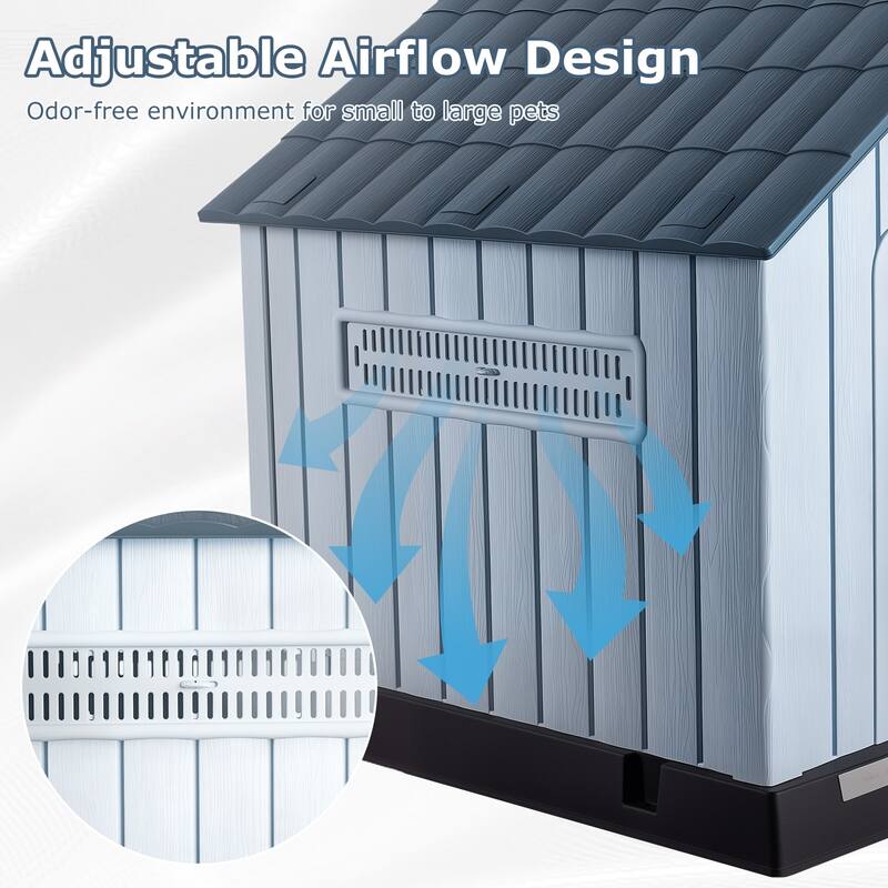 BOSSIN Insulated Dog House, Outdoor & Indoor Use with Elevated Floor, Waterproof & Durable Plastic Design for All Size Dogs
