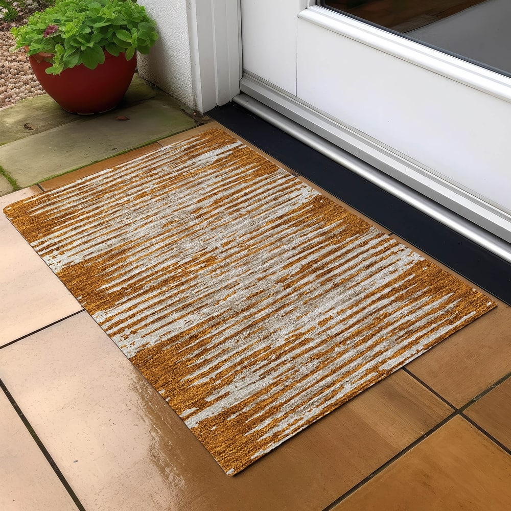 Machine Washable Indoor/ Outdoor Ombre Chantille Abstract Rug