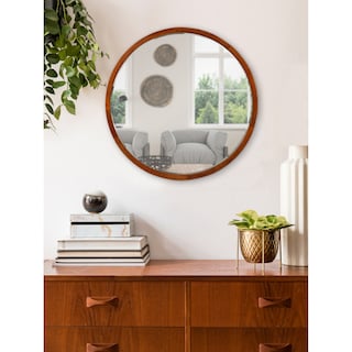 Kate and Laurel McLean Round Wood Framed Wall Mirror