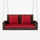 preview thumbnail 42 of 47, 2-Person Wicker Hanging Porch Swing with Chains, Cushion and Pillow