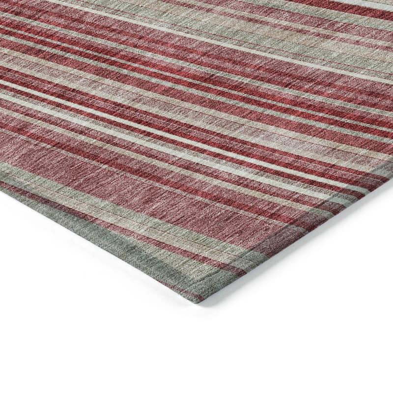 Machine Washable Indoor/ Outdoor Stripe Wave Chantille Rug
