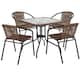 Powder-coated Aluminum/ Rattan Lightweight 5-piece Outdoor Dining Set - Clear Top/Dark Brown Rattan
