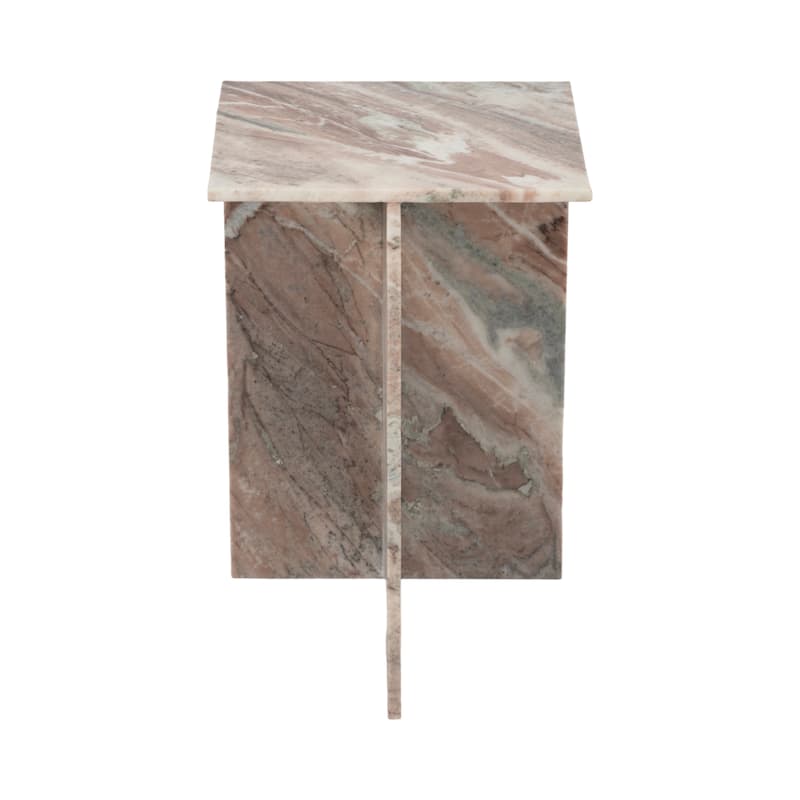 Stone Marble Accent Table Sculptural Geometric Base and Sleek Design