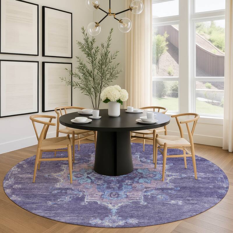 Machine Washable Indoor/ Outdoor Traditional Tabriz Chantille Rug