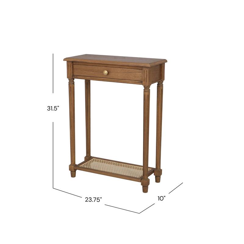 Lenora 1-drawer Solid Wood Console Accent Table with Cane Shelf by East at Main