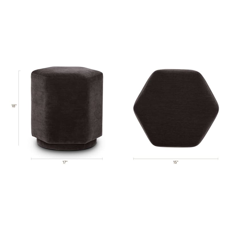 Poly & Bark Hexad Fabric Ottoman - Stain and Spill Resistent Performance Fabric