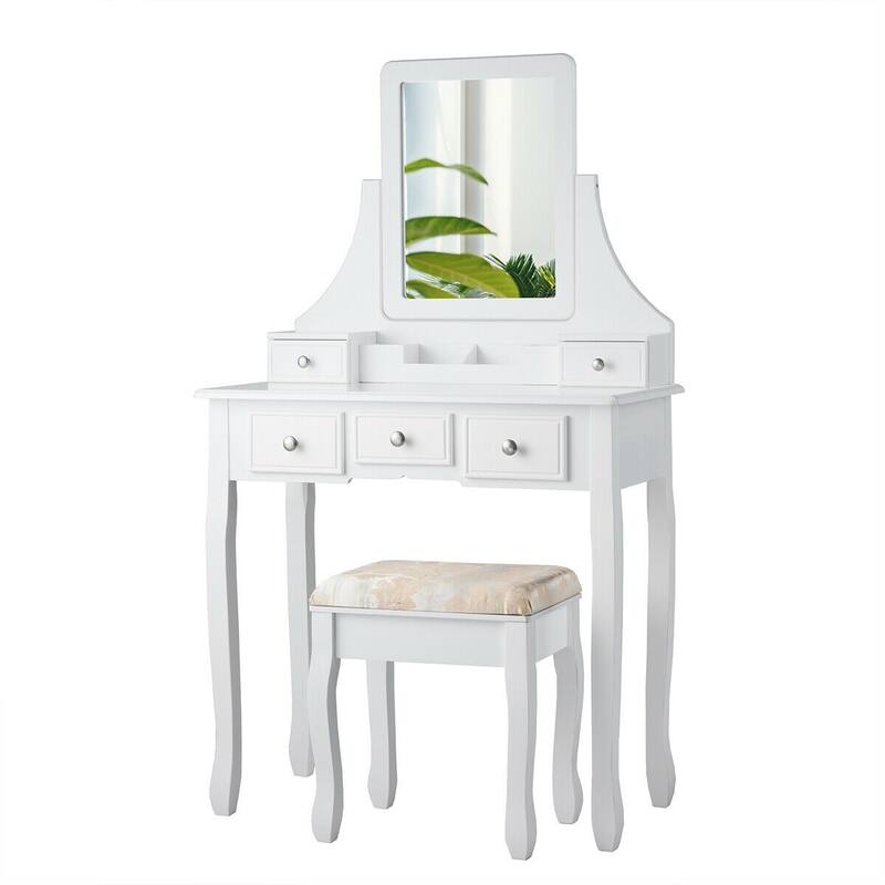 5 Drawers Removable Box Makeup Dressing Vanity Set - 31.5" x 16" x 55" (L x W x H) - White
