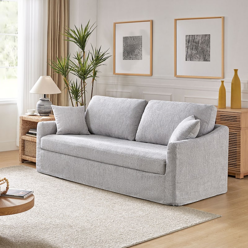 Volkhard 80.5" Modern Slipcovered Sofa With Removable Back Cushion By HULALA HOME