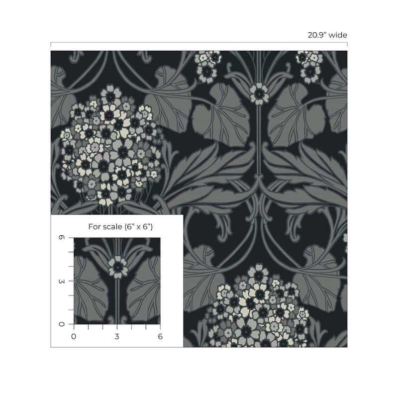 Seabrook Designs Floral Hydrangea Nonwoven Unpasted Wallpaper