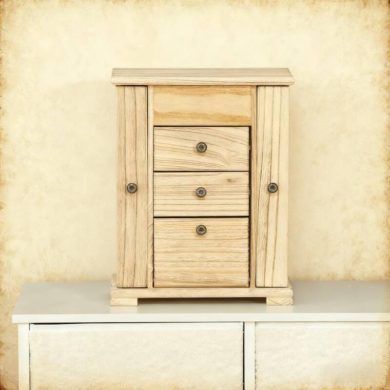 Jewelry Organizer with Mirror and 2 Drawers Wooden Jewelry Box for Rings Earrings Necklaces