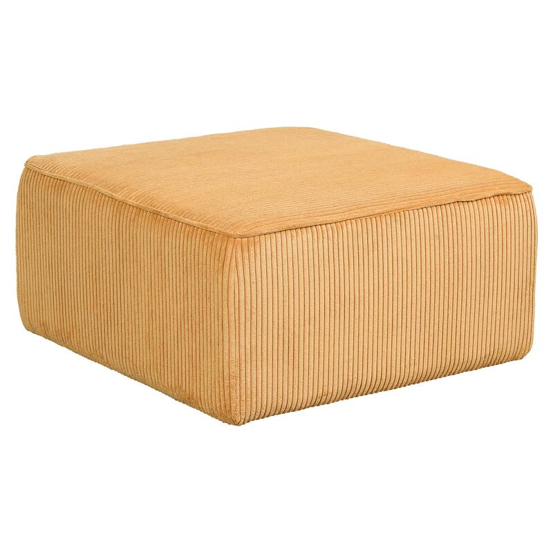 Christopher Knight Home - Modern Upholstered Corduroy Square Ottoman for Living Room with Plush Foam Cushion