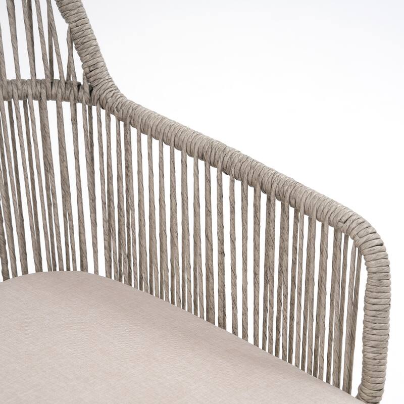 Outdoor 2-Piece Arm Barstool Chairs with Cushions