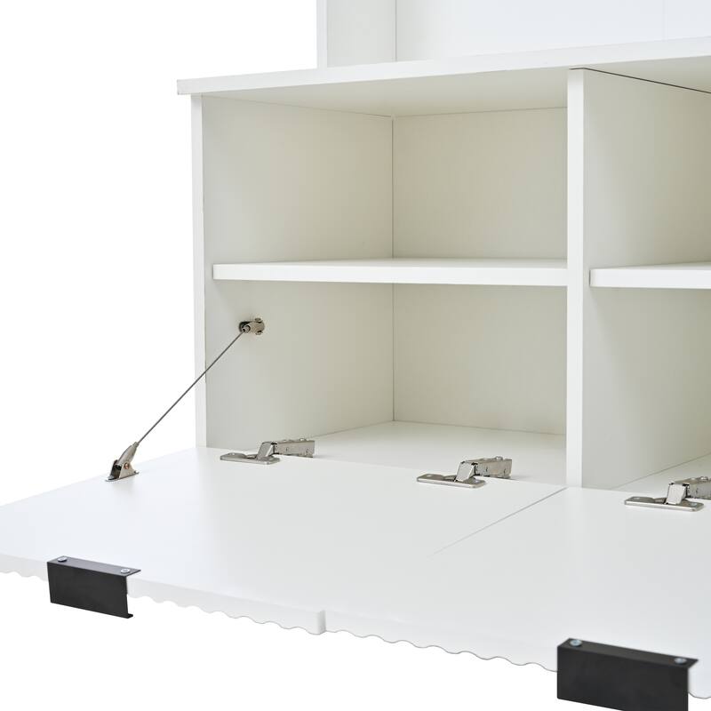 Country-Style Coat Rack Multi-Functional with 3 Cabinets and 3 Storage Coat Racks, Warm White